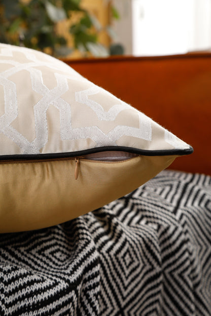 Designer Cushion Cover with Black Piping (18x18" - 45x45 cm) - Style 51