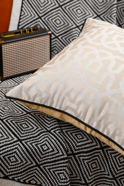 Designer Cushion Cover with Black Piping (18x18" - 45x45 cm) - Style 51