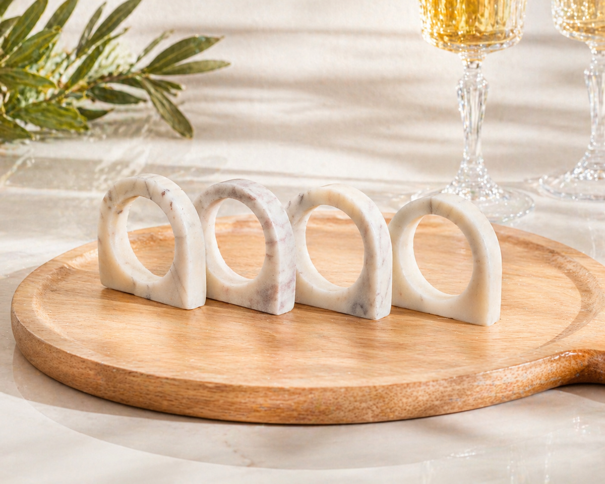Bree Polished Marble Napkin Rings
