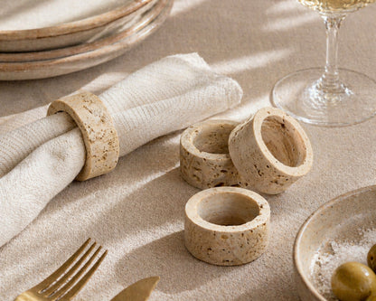 Hana Travertine Napkins Rings Set of 4