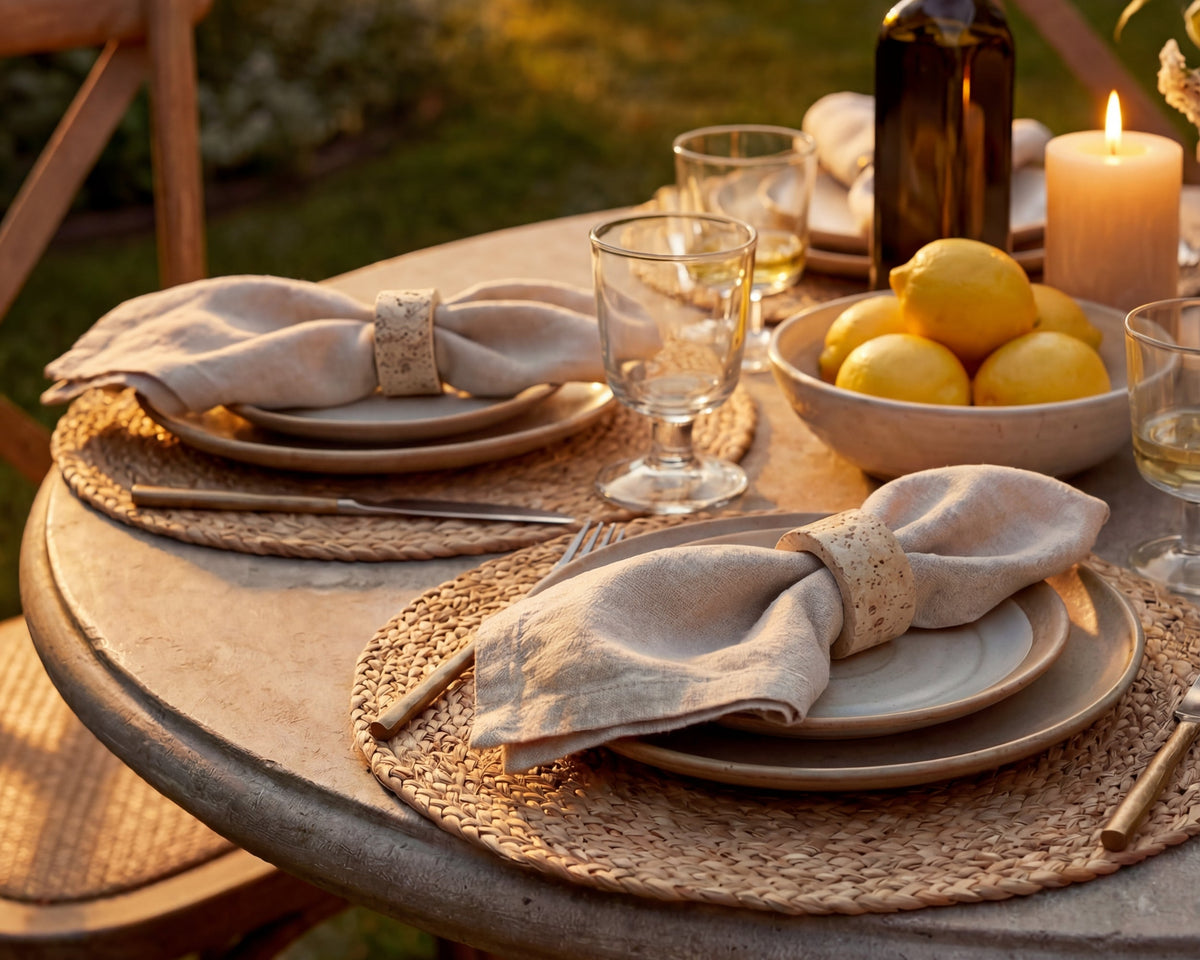 Hana Travertine Napkins Rings Set of 4
