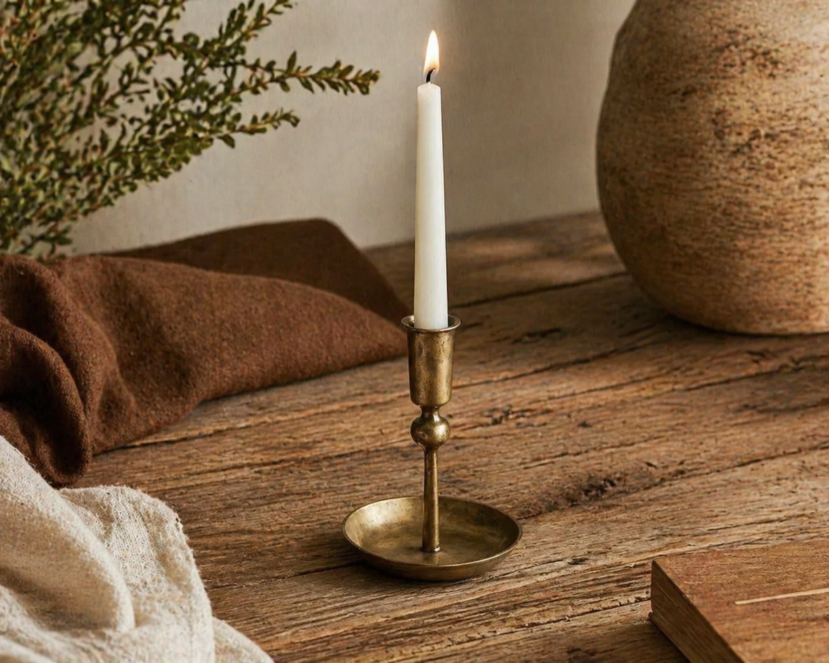 Noa Rustic Gold Candle Holder