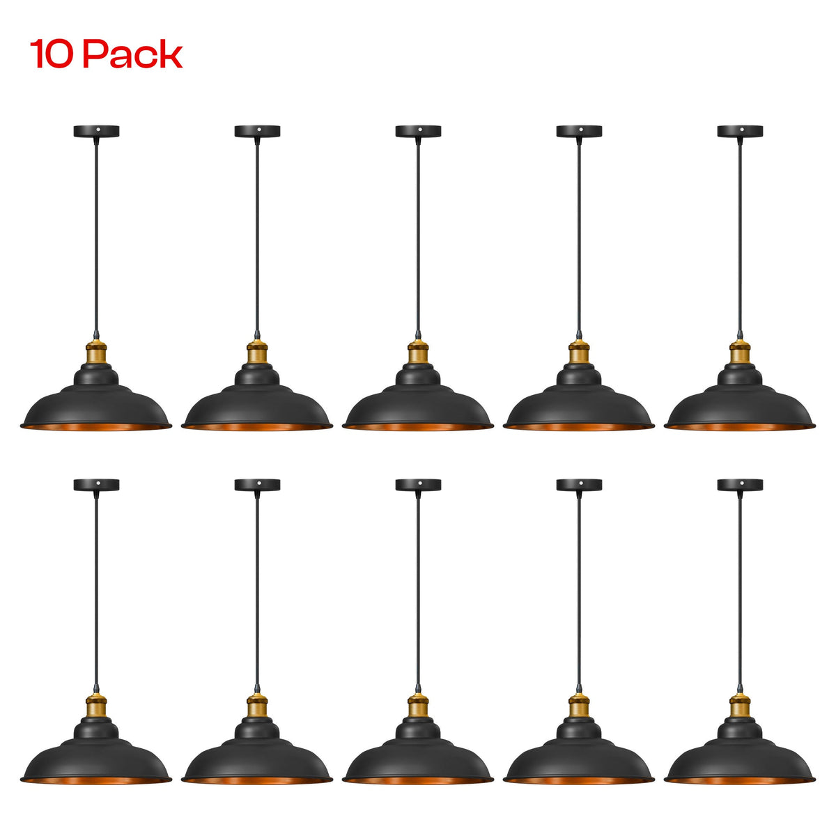10 Pack Vintage Industrial Black Ceiling Pendant Light ~6937
