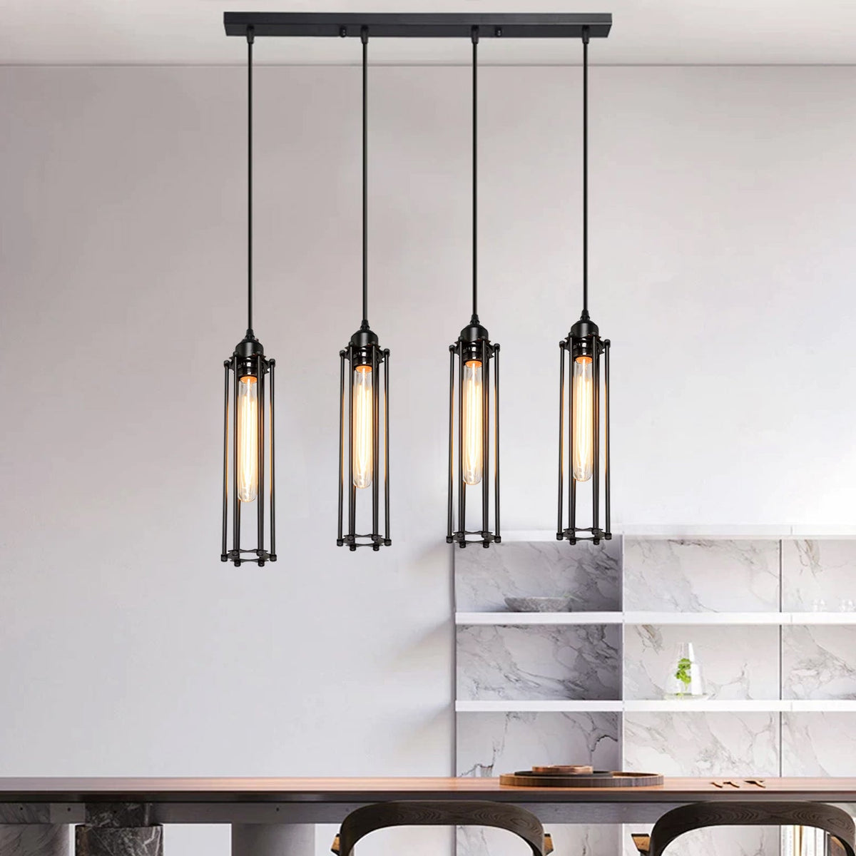 Black 4 Light Cage Ceiling Light ~1495