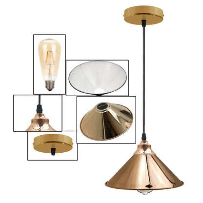 French Gold Pendant Lights Gold Ceiling Lights Metal Industrial Light Shade~1519