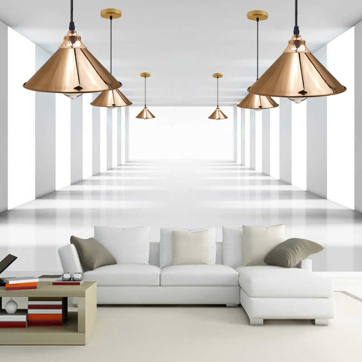 French Gold Pendant Lights Gold Ceiling Lights Metal Industrial Light Shade~1519