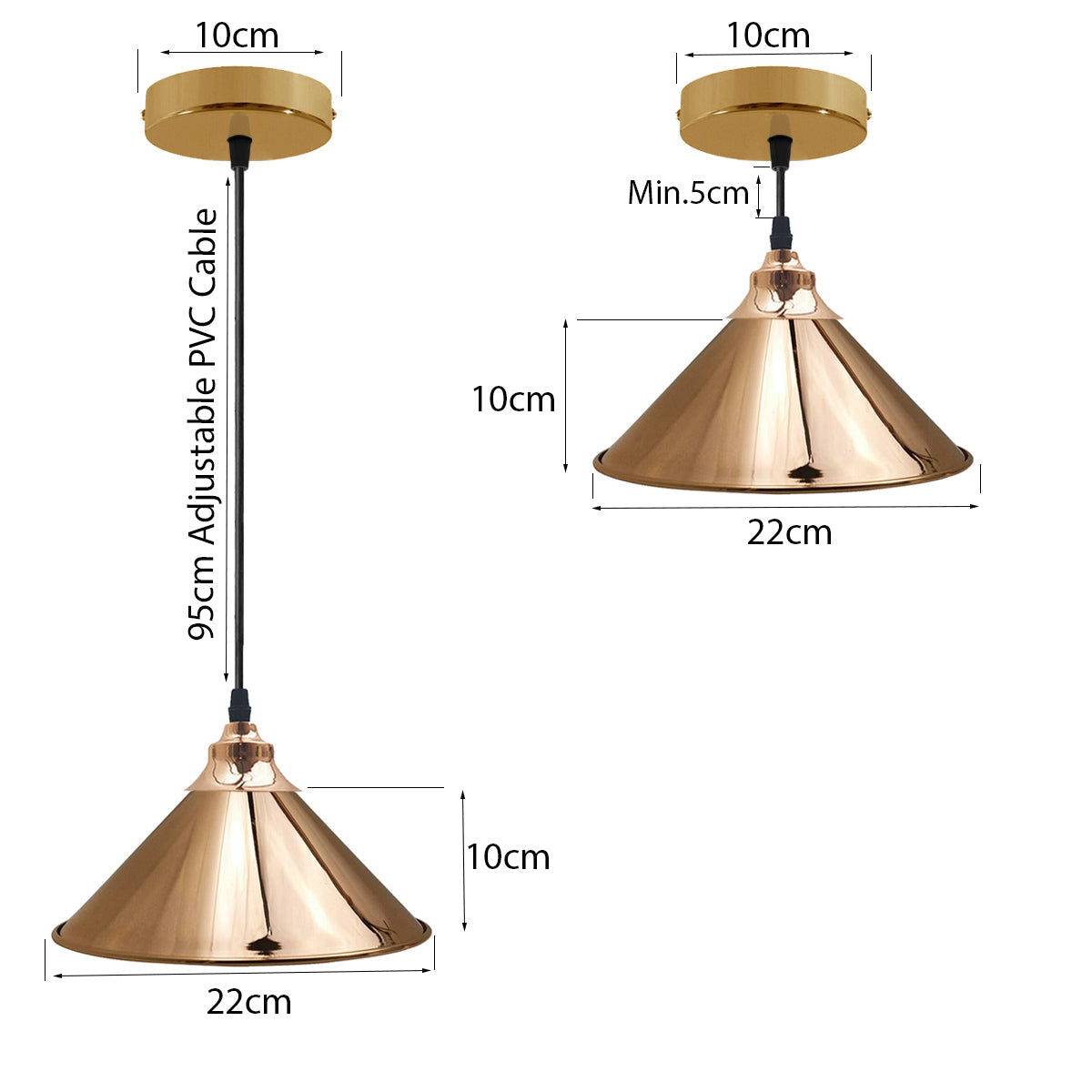 French Gold Pendant Lights Gold Ceiling Lights Metal Industrial Light Shade~1519