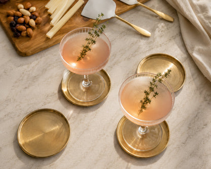 Indira Brass Coasters – Set of 4 Luxury Gold Round Drink Coasters