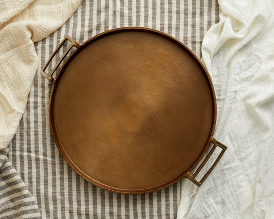 Lousine Round Serving Tray Antique Bronze