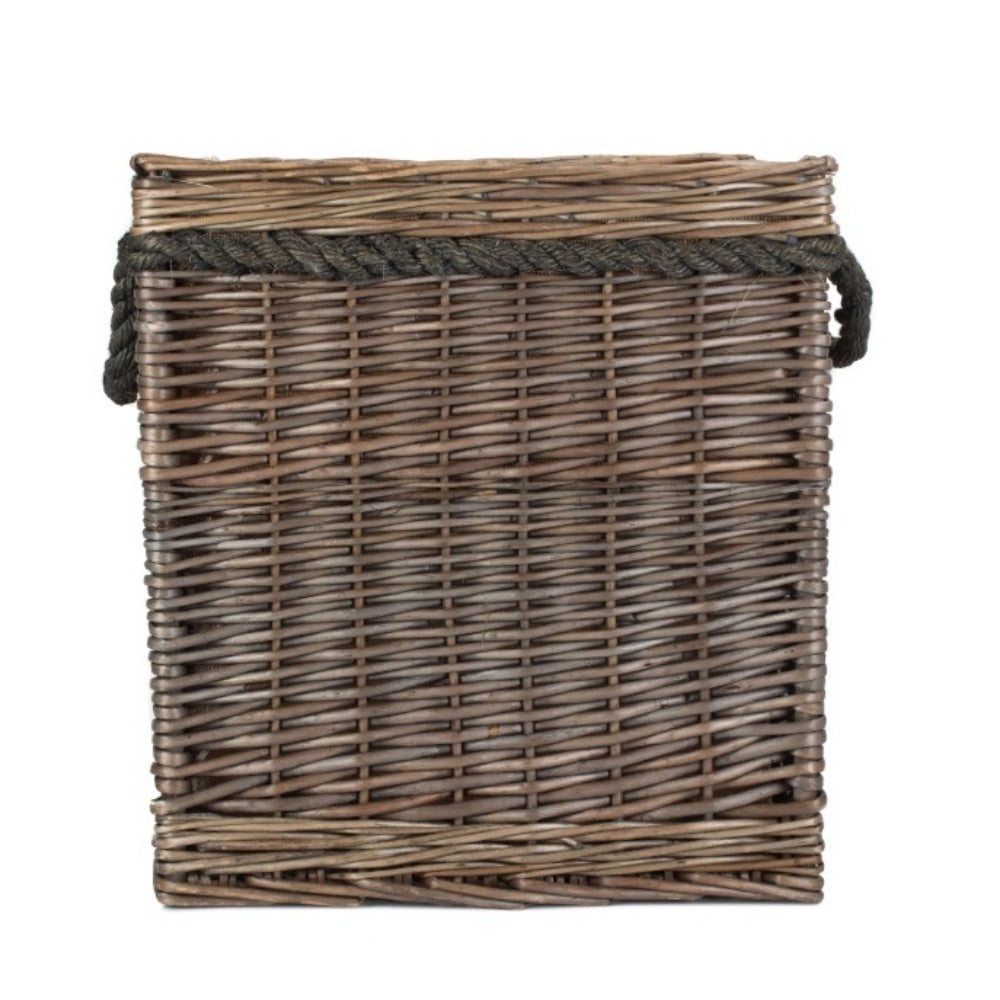 Square Rope Handled Wicker Log Basket