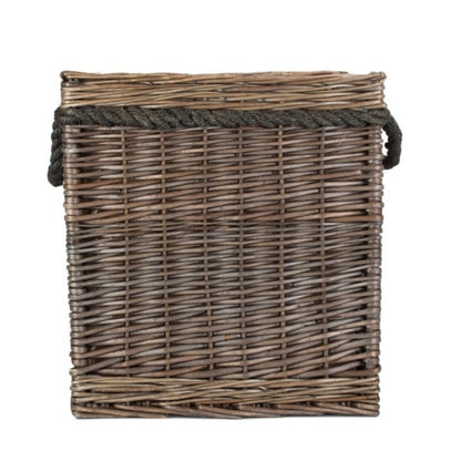 Square Rope Handled Wicker Log Basket