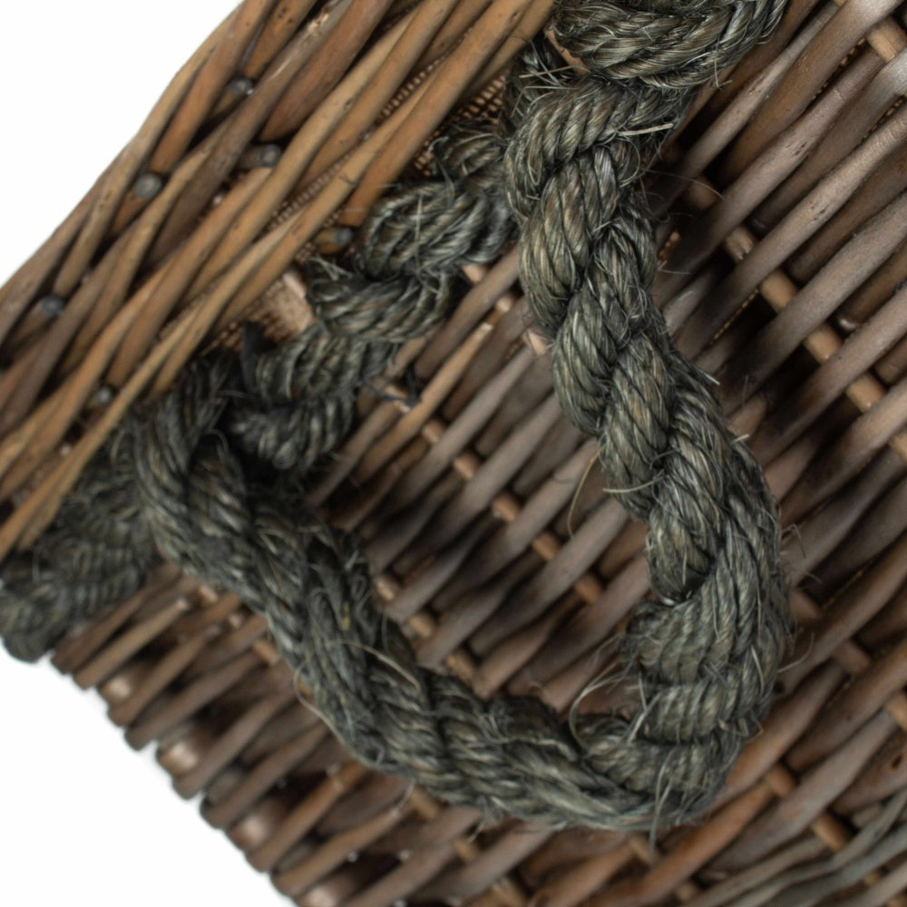 Square Rope Handled Wicker Log Basket