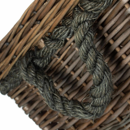 Square Rope Handled Wicker Log Basket