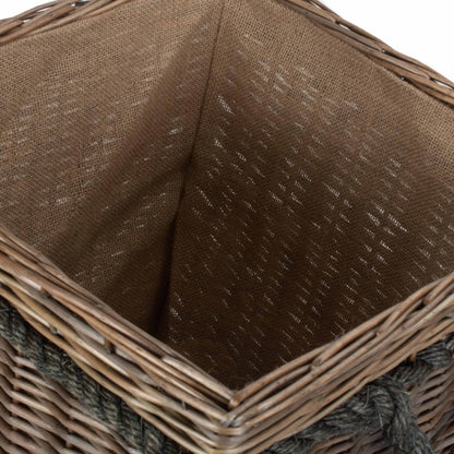 Square Rope Handled Wicker Log Basket