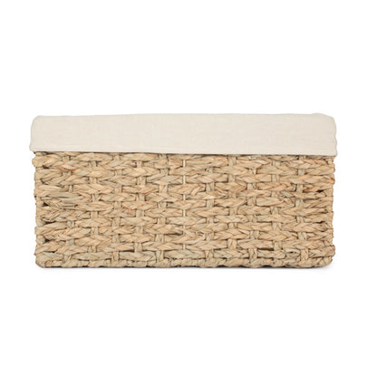 Thatch Grass Woven Storage Basket with White Cotton Lining