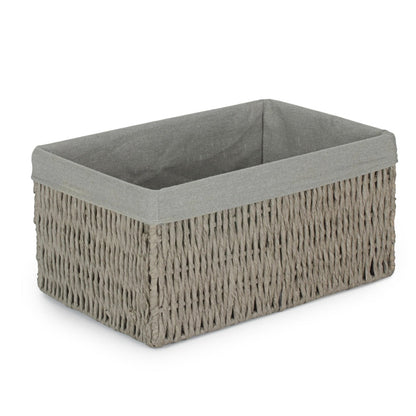 Grey Paper Rope Storage Basket with Grey Cotton Lining