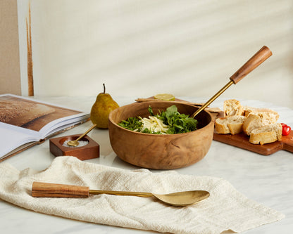 Hema Gold Salad Servers – Spoon and Fork Set, Gold Finish