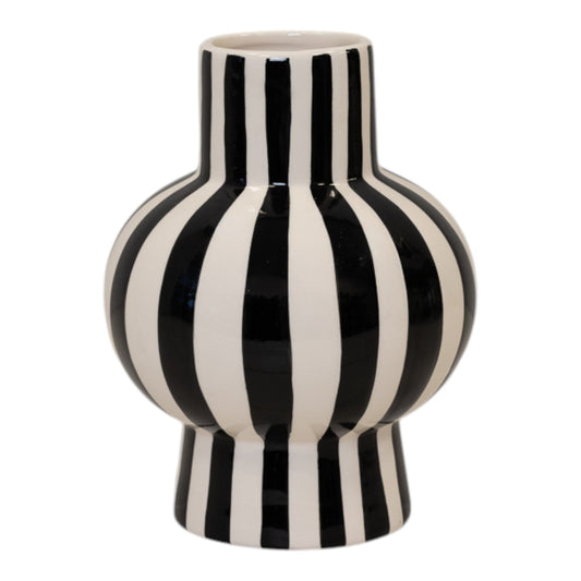 Black and White Striped Round Vase