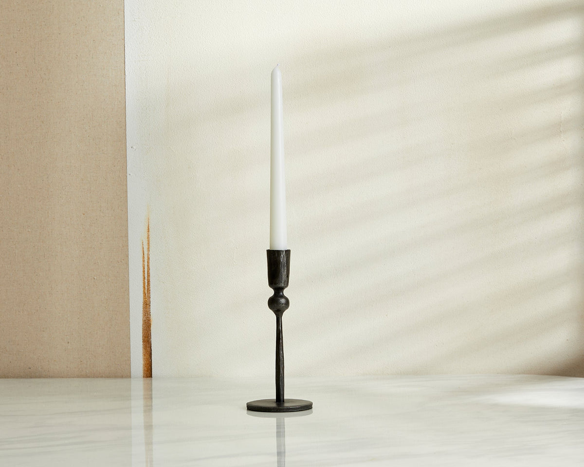 Aruma Black Candle Holder, Cast Iron Rustic Taper Candlestick