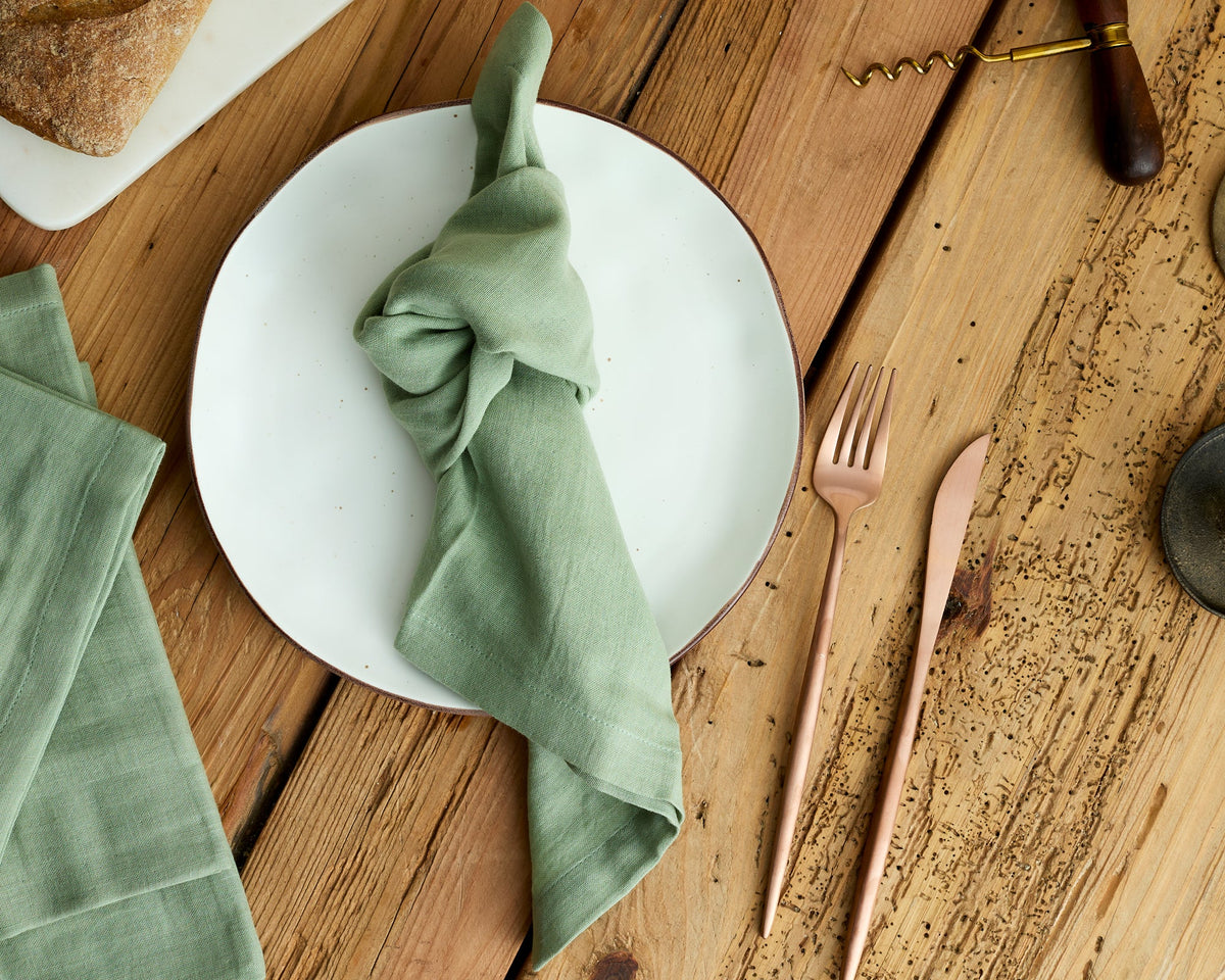 Ona Sage Green Cotton Napkins – Set of 4 Muslin Table Napkins