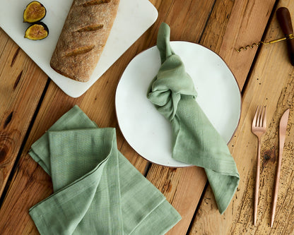 Ona Sage Green Cotton Napkins – Set of 4 Muslin Table Napkins