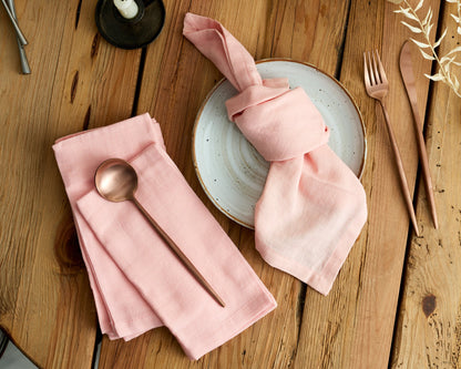 Joy Pink Cotton Napkins – Set of 4 Muslin Table Napkins