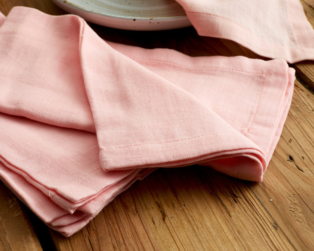 Joy Pink Cotton Napkins – Set of 4 Muslin Table Napkins