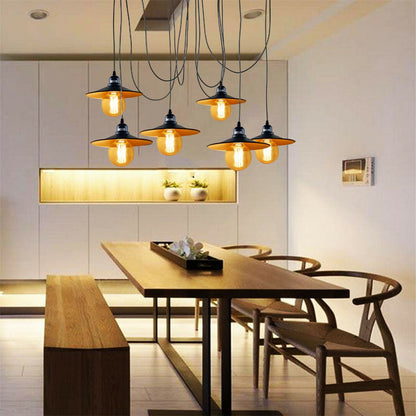 Industrial Spider Pendant Light 6 Way Multi Drop E27 Matte Black~1181