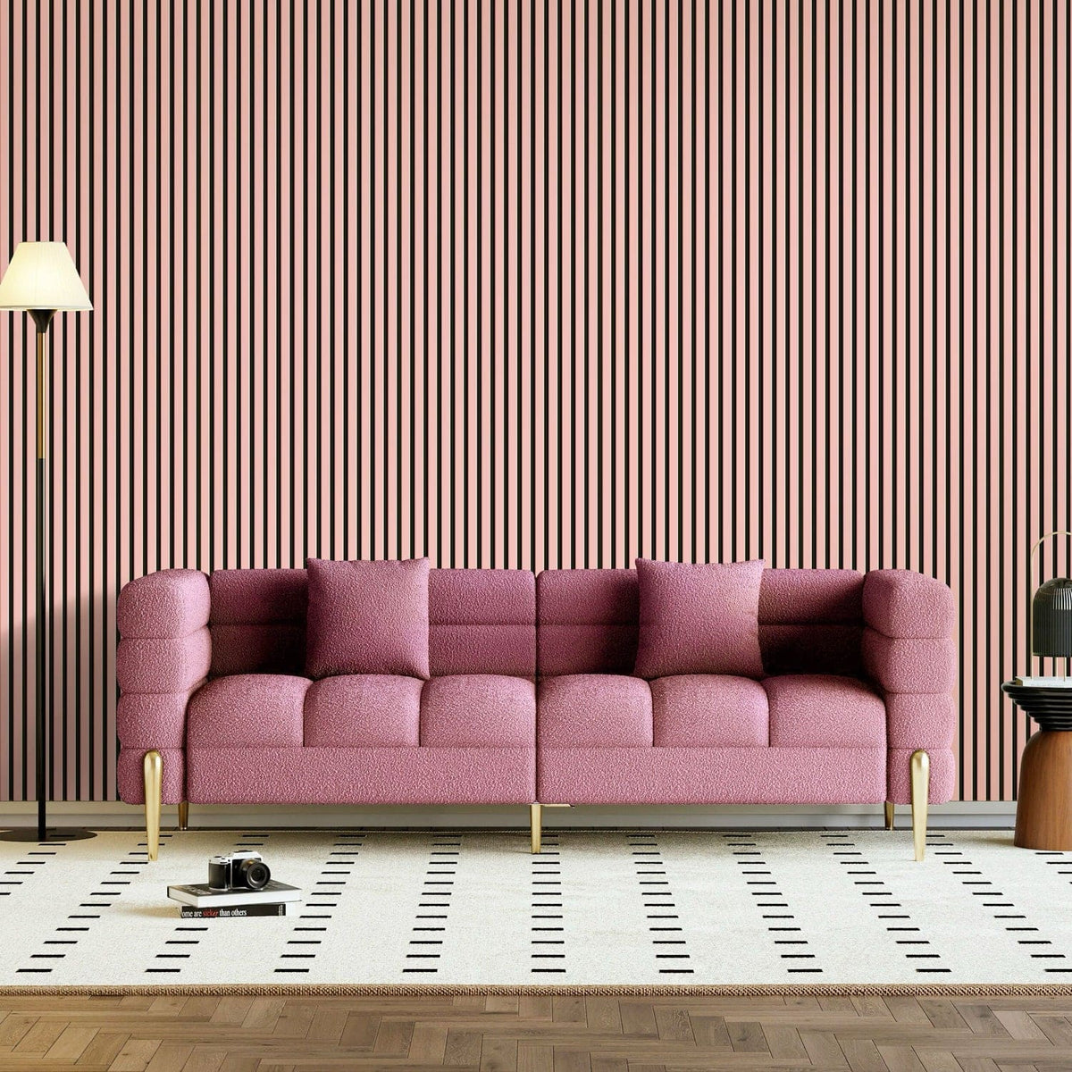 Acoustic Wall Panels in Petal Pink with Black Backing
