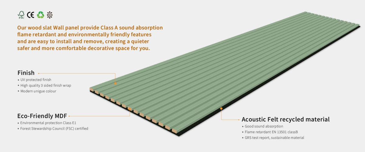 Acoustic Wall Panels in Vintage Sage Green with Black Backing
