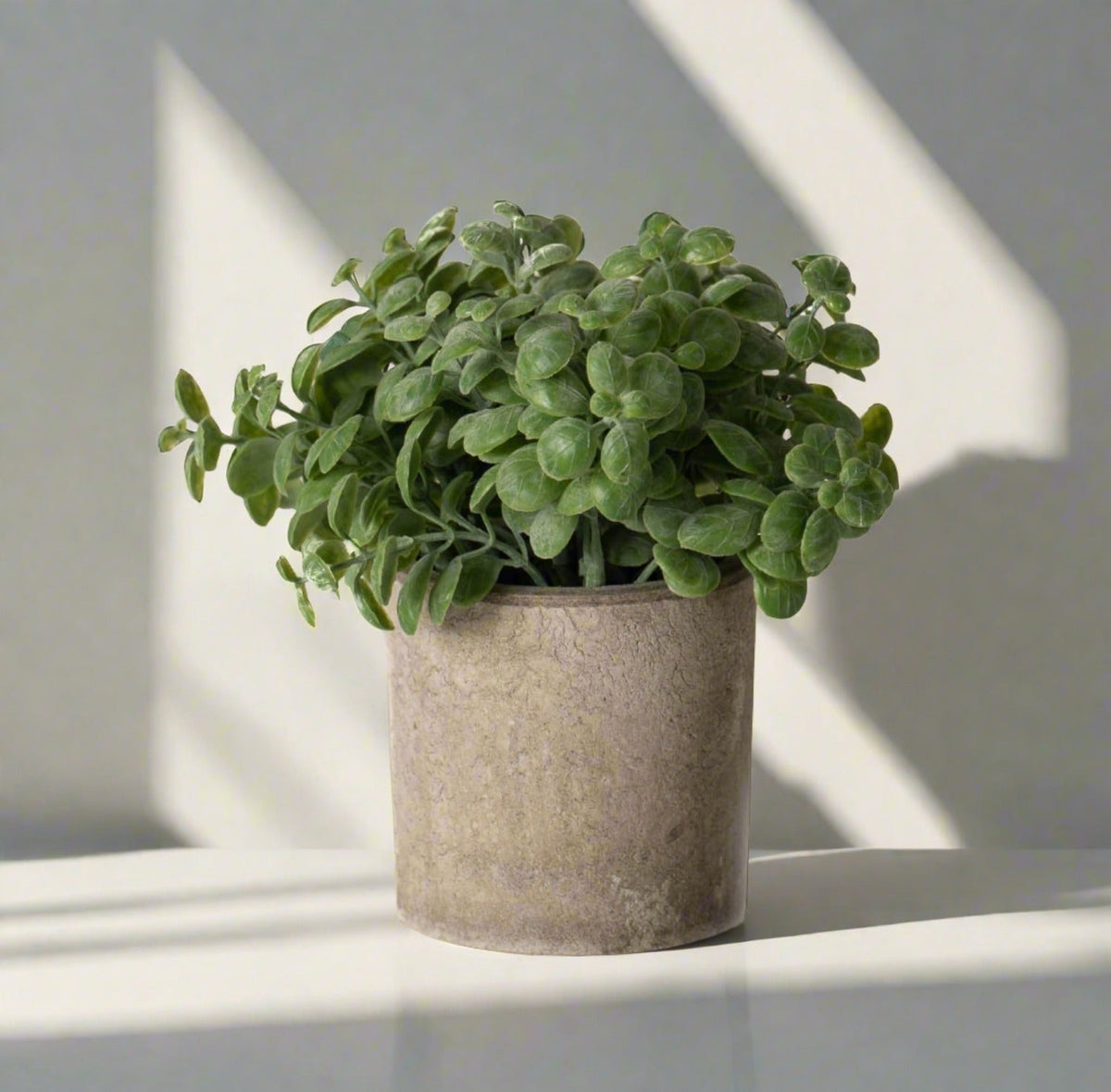 Artificial Basil Plant In Stone Effect Pot