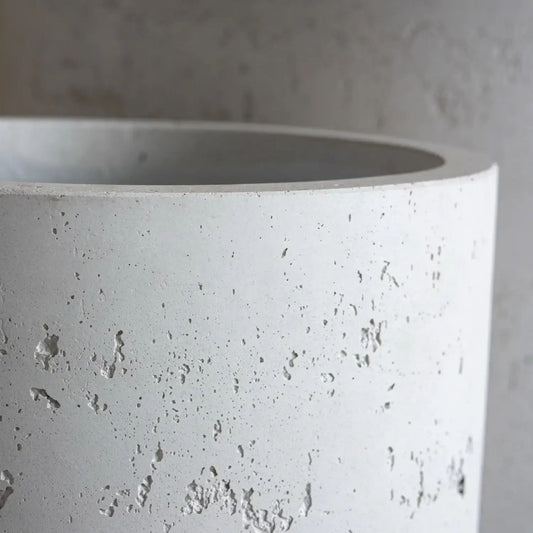Aurella | White Mist – 40cm Large Concrete Cylinder Planter – 34L Round Plant Pot