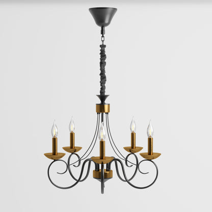 Traditional Wrought Iron Chandelier 5 Light Scrollwork E14 Fitting ~4997