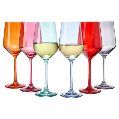 Colored Wine Glass Set, 12 oz, Set of 6