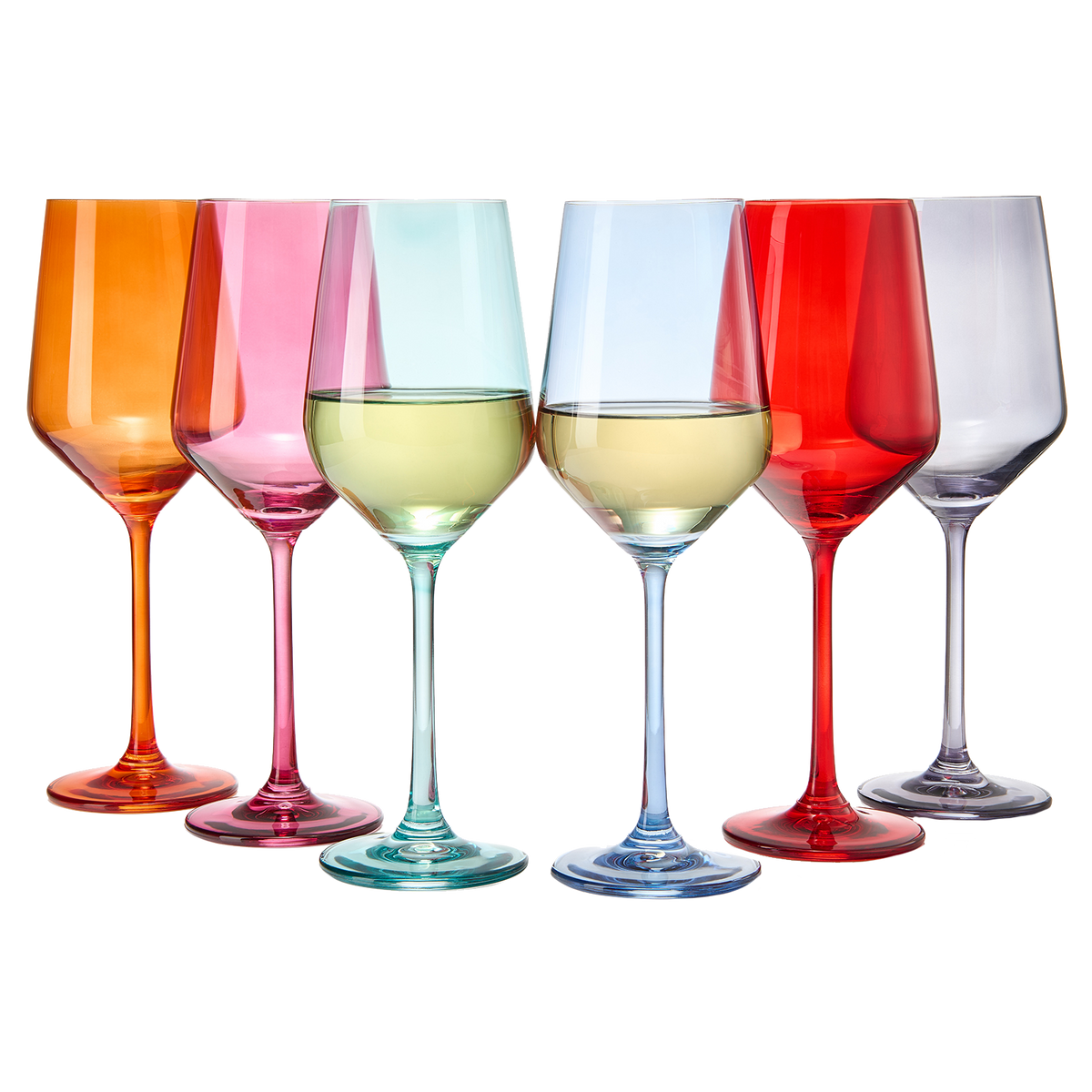 Colored Wine Glass Set, 12 oz, Set of 6