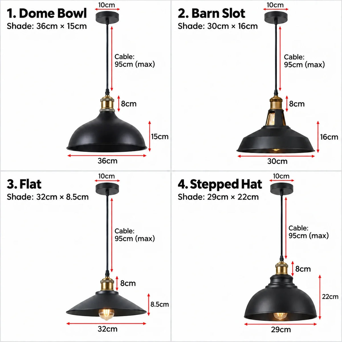 10-Pack bundle Vintage Industrial Black Pendant Lights ~6942