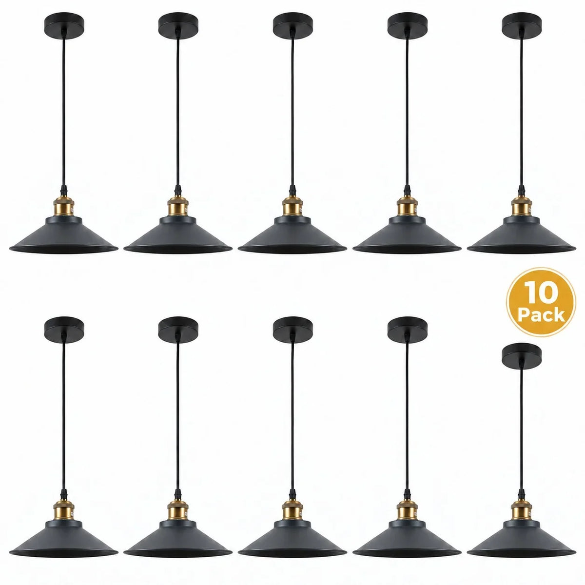 10-Pack bundle Vintage Industrial Black Pendant Lights ~6942
