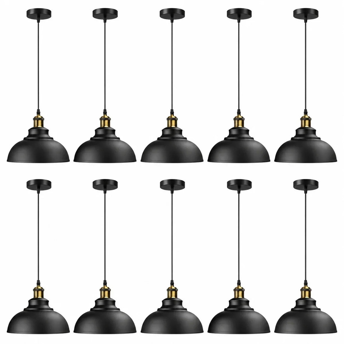 10-Pack bundle Vintage Industrial Black Pendant Lights ~6942