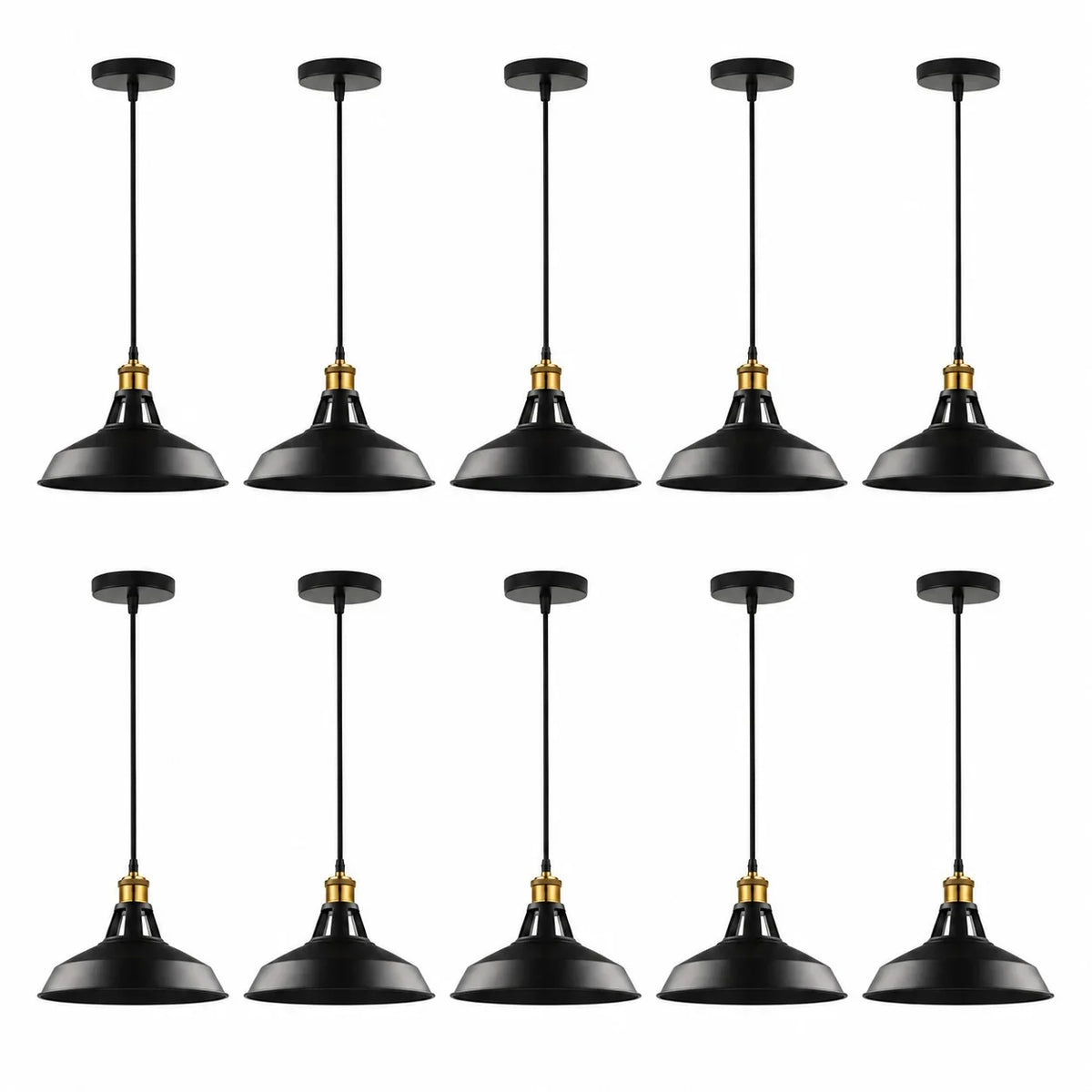 10-Pack bundle Vintage Industrial Black Pendant Lights ~6942