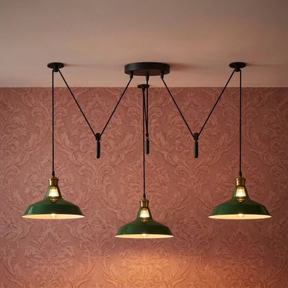 BLOCKVALL 3 Light Pulley Pendant Light Industrial Counterweight Multi Light ~6609