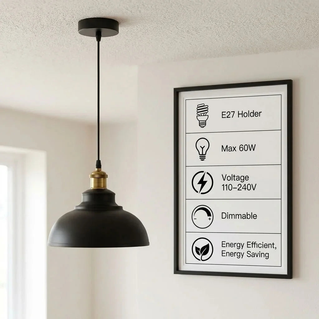 10-Pack bundle Vintage Industrial Black Pendant Lights ~6942