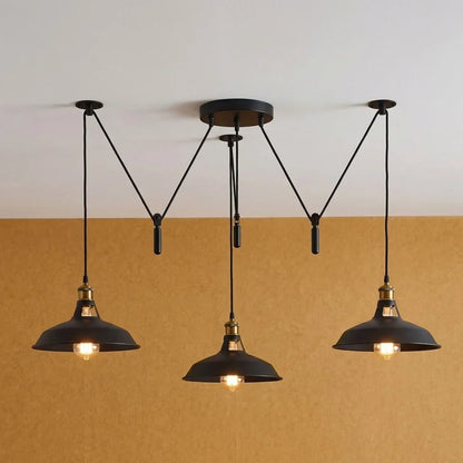 BLOCKVALL 3 Light Pulley Pendant Light Industrial Counterweight Multi Light ~6609