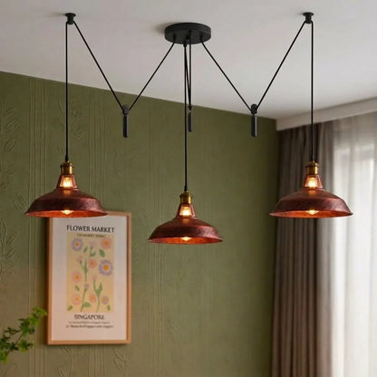 BLOCKVALL 3 Light Pulley Pendant Light Industrial Counterweight Multi Light ~6609