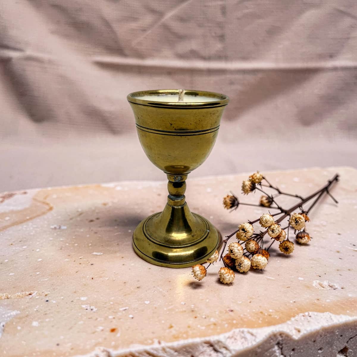 Brass Egg Cup Candles - Wild Honey Tobacco