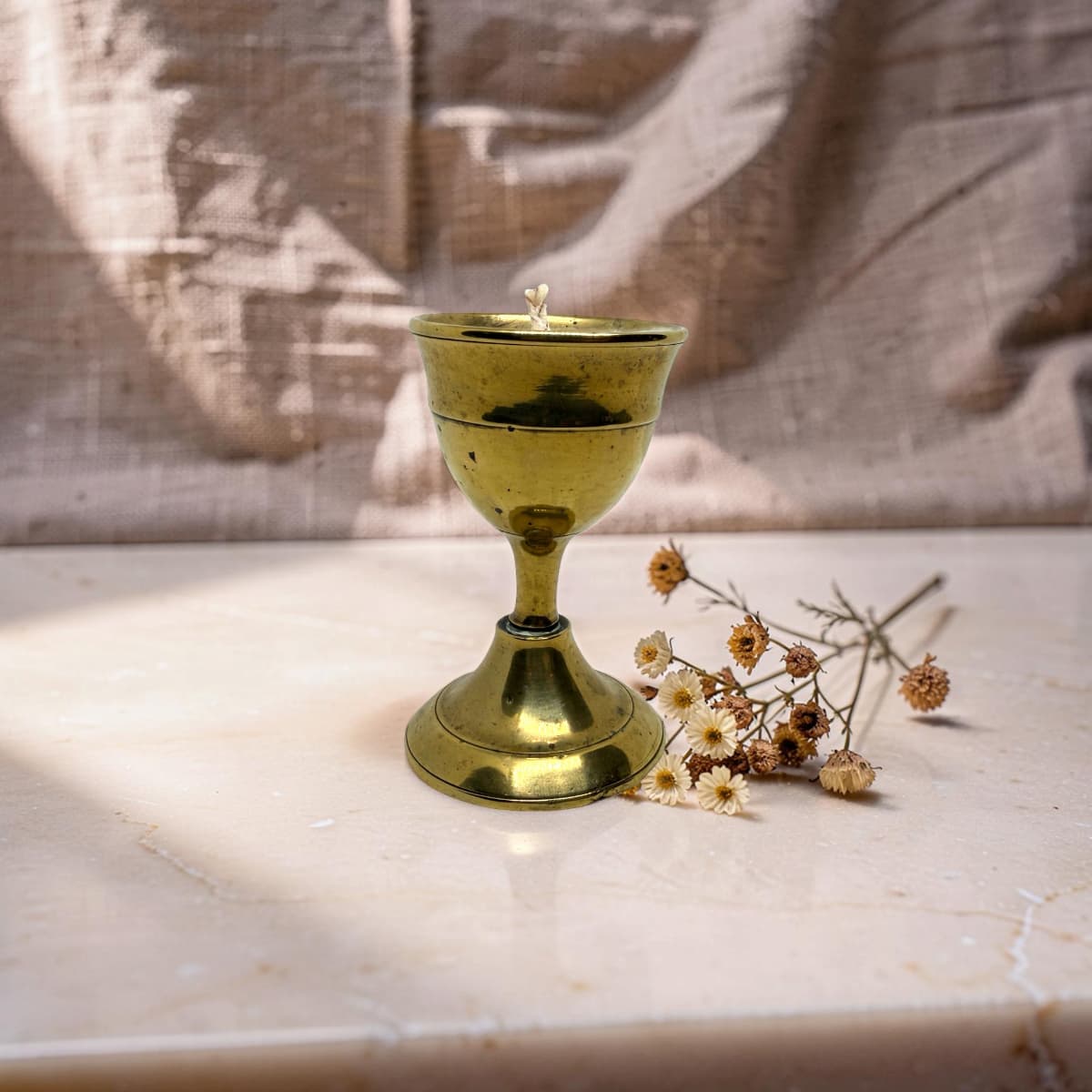 Brass Egg Cup Candles - Wild Honey Tobacco