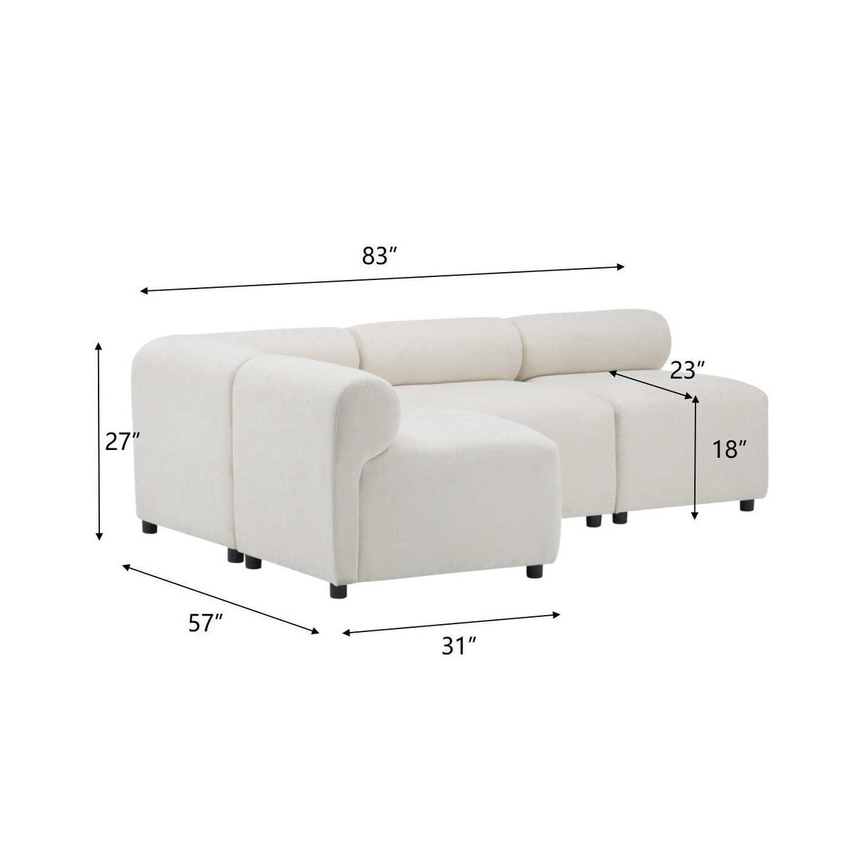 Evelyn Modular Chenille Sectional Sofa, 78- to 114-Inch Configurations