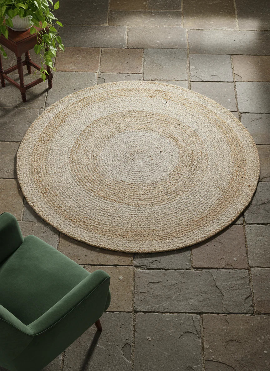 Braided Natural Round Jute Rug - 119 x 119 cm