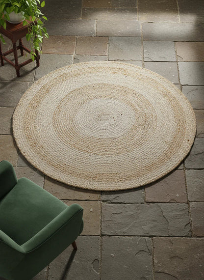 Braided Natural Round Jute Rug - 119 x 119 cm