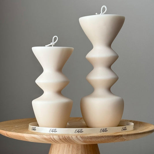 Geometric Vase Pillar Candle Duo, Set of 2