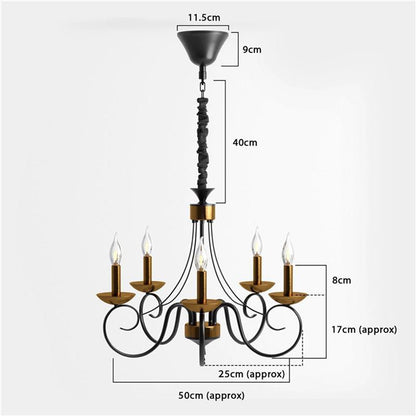 Traditional Wrought Iron Chandelier 5 Light Scrollwork E14 Fitting ~4997